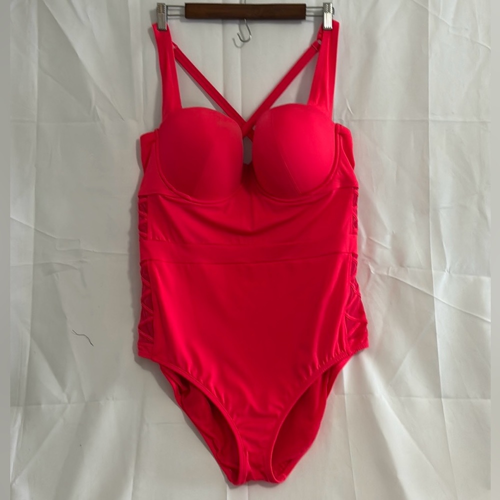 Torrid Pink Lattice Mesh Side One Piece Swimsuit 3X